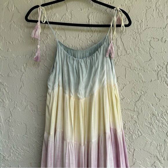 STORIA Dress Women Small Rainbow Tie Dye Tassel Tie Maxi Festival Boho - Picture 7 of 10